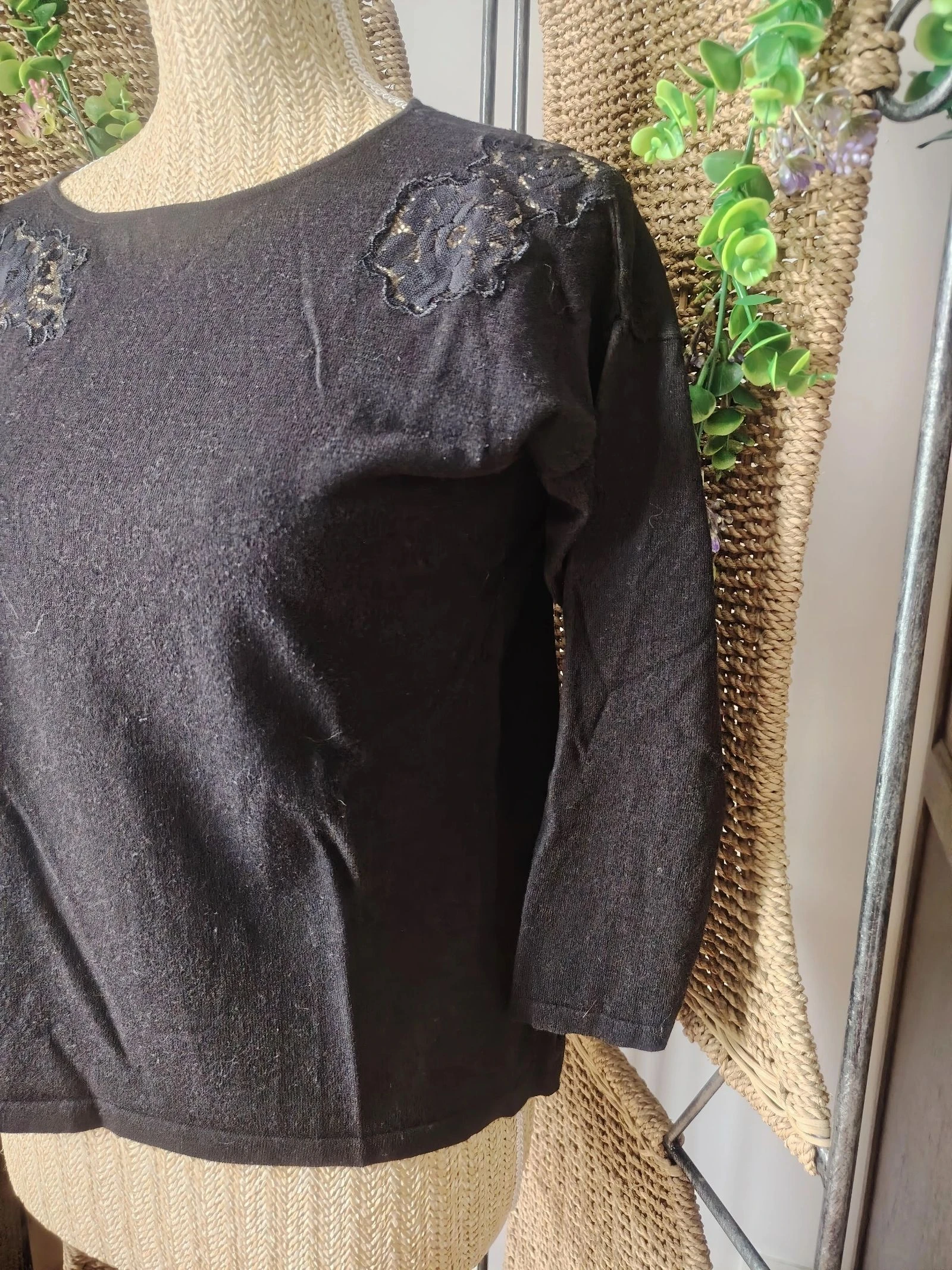 Suéter de encaje negro para mujer talla 34 Kookai – photo 4